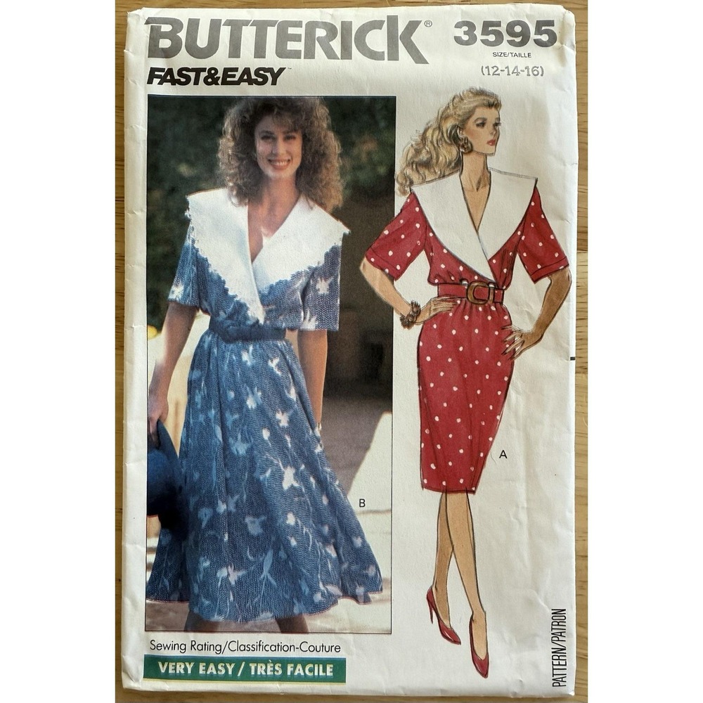 VTG Butterick Fast & Easy Pattern 3595 Misses' Dress Size 12 14 Cut Complete